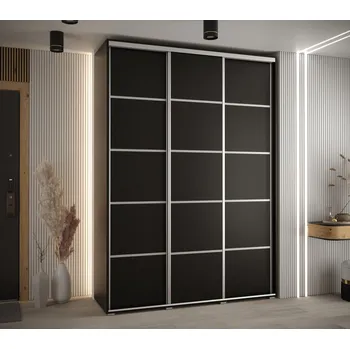 Šatní skříň Šatní skříň YVONA 4 - 170/45 cm, černá / stříbrná