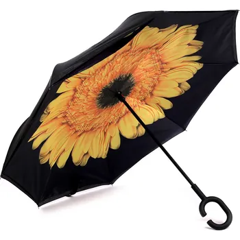 Deštník Obrácený deštník dvouvrstvý, velké, 5 oranžovožlutá slunečnice
