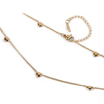 Náramek Náhrdelník z nerezové oceli srdíčka, střední, 2 zlatá