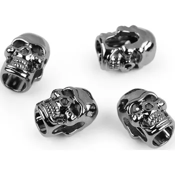 Kovová koncovka na šňůru Ø5 mm / ozdoba lebka, střední, 1 nikl černý