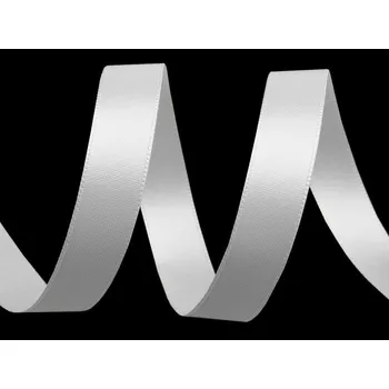 Stuha Atlasová stuha oboulící šíře 15 mm, střední, 100 bílá