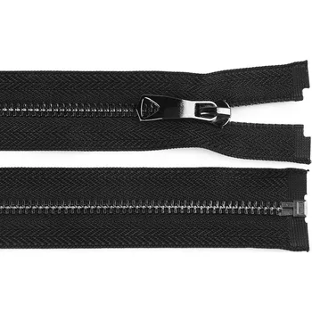 Zip Kovový zip No 5 délka 60 cm s ozdobným jezdcem, střední, černá platina