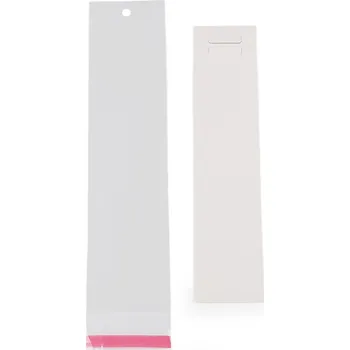 Papírová karta na bižuterii se sáčkem s eurozávěsem 5x22 cm, střední, 2 bílá