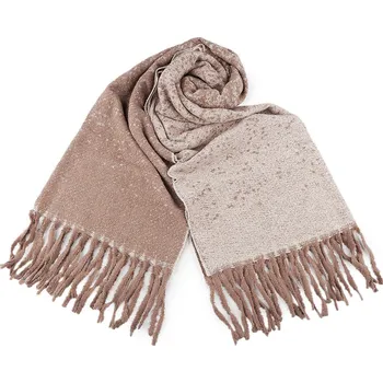 Šála Zimní šála / pléd buklé s třásněmi 60x195 cm, velké, 1 béžová světlá