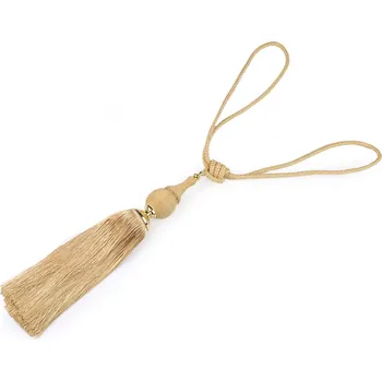 Velký dekorační úvaz / šňůra na závěsy s kamínky, střední, 2 zlatá sv.