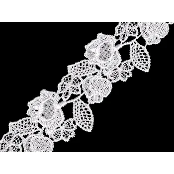 Krajka Vzdušná krajka / vsadka šíře 45 mm, střední, bílá sněhová