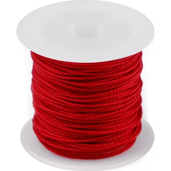 Šnůrka PES kroucená Ø1 mm voskovaná, střední, 7 červená