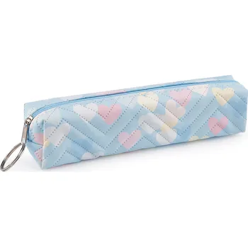 Penál Pouzdro / penál srdce 18x4 cm, střední, 4 modrá světlá