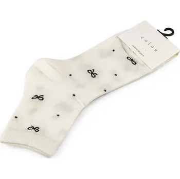 Dámské ponožky Dámské / dívčí bavlněné ponožky, velké, 6 krémová světlá mašle