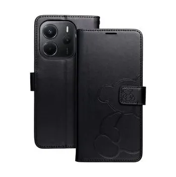 Pouzdro na mobilní telefon Pouzdro MEZZO Book pro XIAOMI Redmi Note 14 4G (GLOBAL - 164,84mm x 78,15mm x 8,16mm) teddy bear černé - OEM + zdarma možnost vyzkoušet a vrátit zboží do 30 dní
