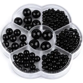 Dětské navlékací korálky Sada plastových voskových korálků v boxu, velké, 10 černá