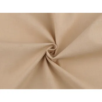 Oděvní bavlněná tkanina s příměsí lnu elastická, střední, 2 béžová světlá