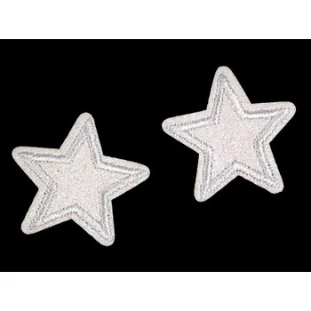 Nažehlovačka hvězda s glitry, střední, 1 krémová nejsvět. AB