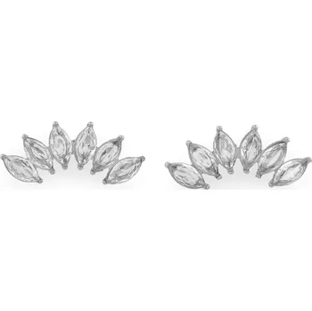 Náramek Náušnice z nerezové oceli s broušenými kamínky, střední, 1 crystal platina