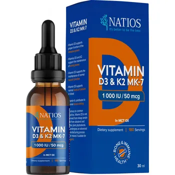 Natios Vegan Vitamin D3 & K2 MK-7 1000 IU v MCT oleji 30 ml