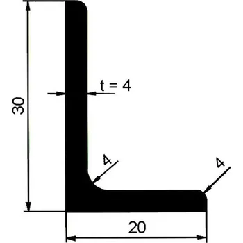 Stavební materiál Profil L nerovnoramenný 30×20×4 mm válcovaný – 6 m