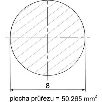 Stavební profil Kruhová ocel plná 8 mm – 6 m