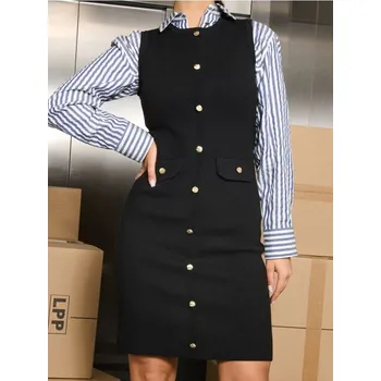 Dámské šaty Sinsay - Pletené midi šaty - černá - 446EU-99X - 446EU-99X-XS