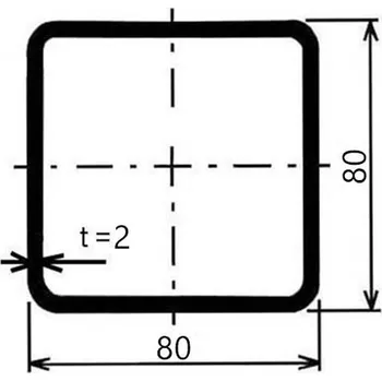 Stavební materiál Jekl čtvercový 80×80×2 mm – 6 m