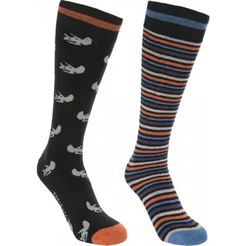 TRESPASS Dětské ponožky Replicate Ski Tube Socck (balení 2 ks) ORANŽOVÁ|ČERNÁ|ŽLUTÁ