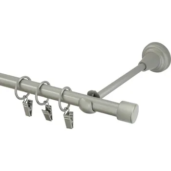 Garnýž Garnýž kovová jednořadá 16mm Pullo stříbrná mat 450 cm (do stěny / kroužky s žabkou)