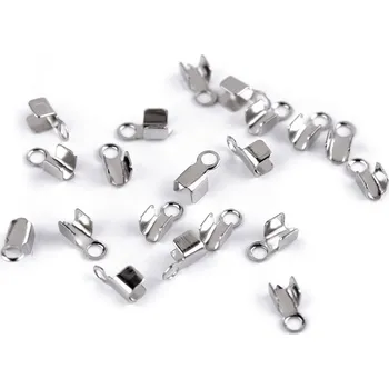 Koncovka na kůži z nerezové oceli 2 mm plochá, střední, platina