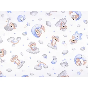 Bavlněná látka / plátno medvídek koala, střední, 2 (779) bílá modrá světlá