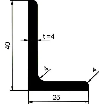 Stavební materiál Profil L nerovnoramenný 40×25×4 mm válcovaný – 6 m