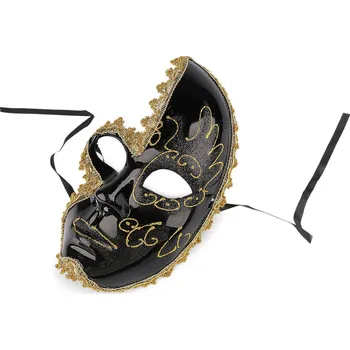 Karnevalová maska Benátská maska - škraboška, střední, 3 černá