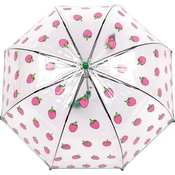 Deštník Dětský průhledný vystřelovací deštník jahoda, velké, 3 zelená