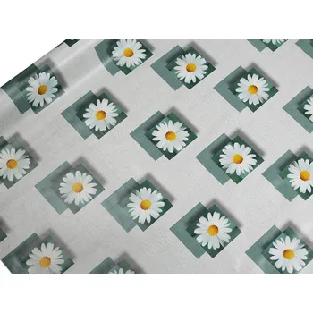 Ubrusovina PVC s textilním podkladem, střední, 31 zelená kopretiny