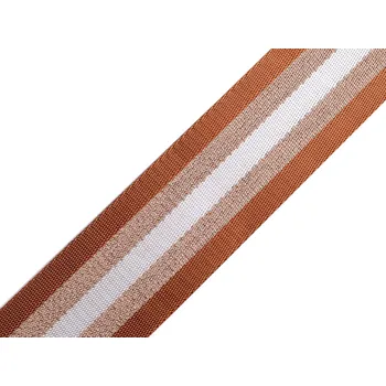 Hladký oboustranný popruh s lurexem šíře 50 mm, střední, 3 hnědá koňak měděná