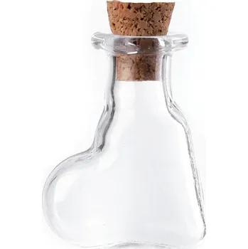 Vánoční dekorace Skleněná lahvička s korkem srdce, hvězda, baňka, střední, 6 transparent srdce