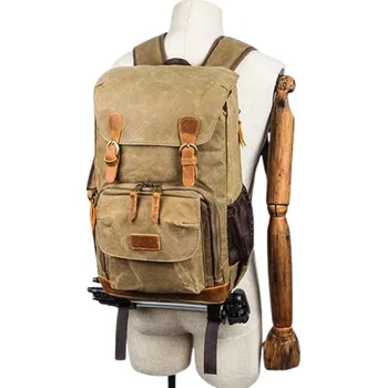Volnočasový Retro Foto Batoh Voděvzdorná Brašna na Foto Příslušenství Výběr Barev Světlá Khaki