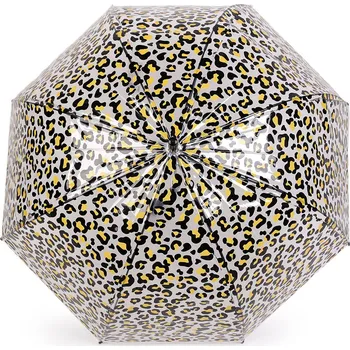 Deštník Dámský / dívčí průhledný vystřelovací deštník leopard, velké, 3 žlutá