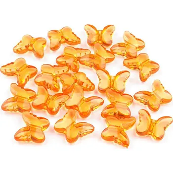 Dětské navlékací korálky Plastové korálky motýl 15x18 mm, velké, 5 oranžová