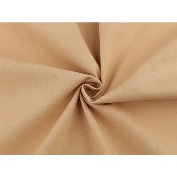Oděvní bavlněná tkanina s příměsí lnu elastická, střední, 3 béžová velbloudí