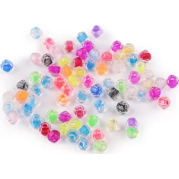 Dětské navlékací korálky Skleněné korálky broušené Ø4 mm transparentní s průtahem, velké, 10 multikolor