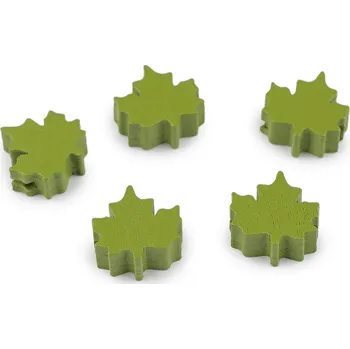 Korálek Dřevěné korálky listy 19x20 mm, střední, 2 zelená