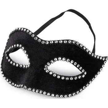 Karnevalová maska Karnevalová maska - škraboška s kamínky, střední, 1 černá