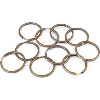 Kroužek na klíče Ø30 mm plochý, střední, 4 staromosaz