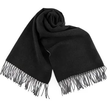 Šála Zimní šála / pléd s třásněmi 65x180 cm, střední, 12 černá