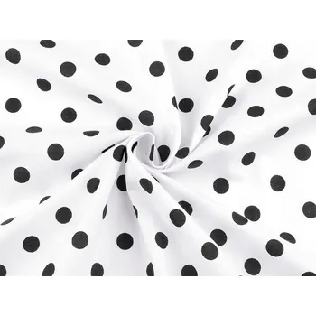 Bavlněná látka / plátno puntíky, střední, 1 bílá černá