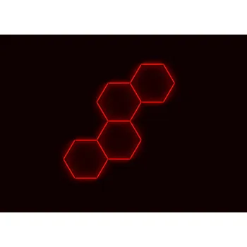LED osvětlení Kompletní LED hexagonové svítidlo červené, rozměr: 4 elementy 166 x 288 cm