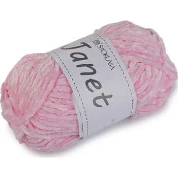 Příze Pletací žinylková příze Janet 100 g, střední, 4 růžová sv.