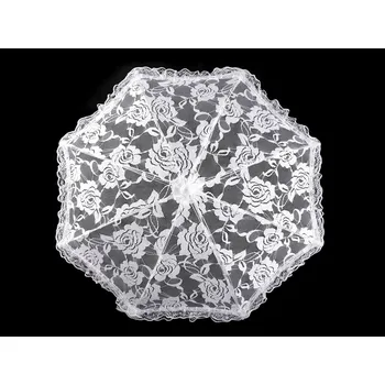 Svatební krajkový deštník mini pro družičky, velké, 1 bílá