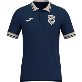 Pánské tričko Pánské sportovní polo Joma FED. FUTBOL RUMANÍA STAFF FREE TIME SHORT SLEEVE POLO XL Modrá, Béžová