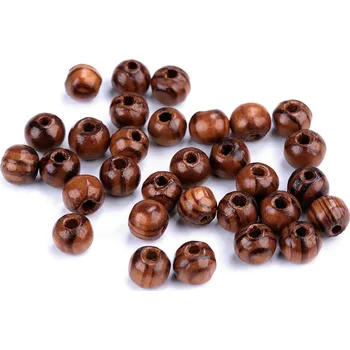 Korálek Dřevěné korálky Strip Ø8 mm, střední, 3 borovice tmavá