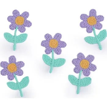 Vyšívaný květ 2,1x3,5 cm, střední, 3 fialová sv.