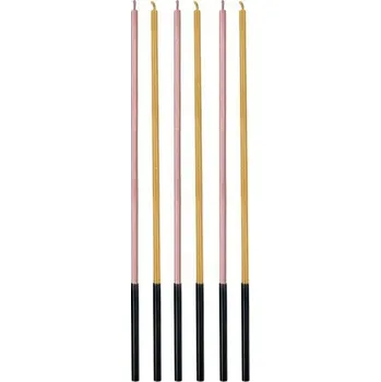 Dortová svíčka Dortisimo Godan svíčky tenké růžové a zlaté (6 ks)